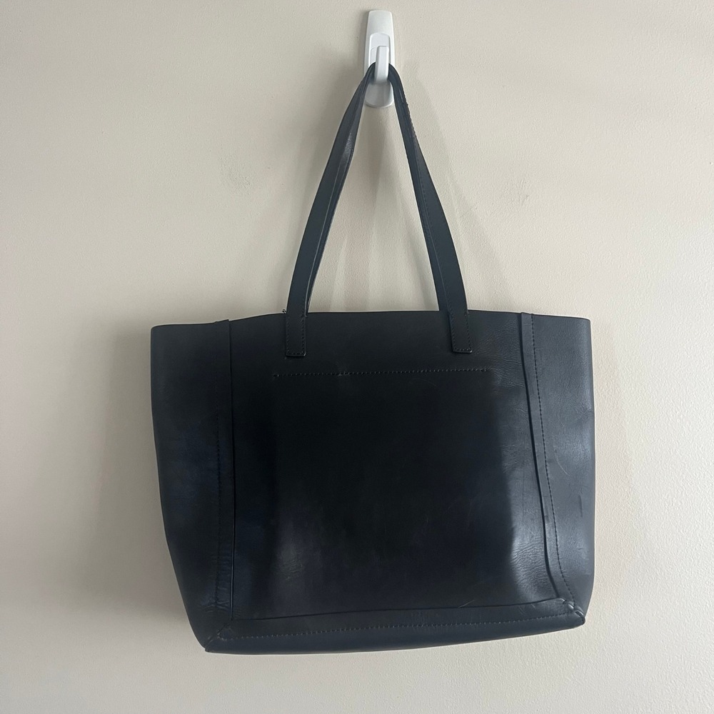 Loeffler Randall Black Leather Tote Watercolor Print Interior Shoulder Bag